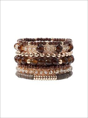 Heishi Clay Bead Stretch Bracelets Gold Plated Stackable Boho